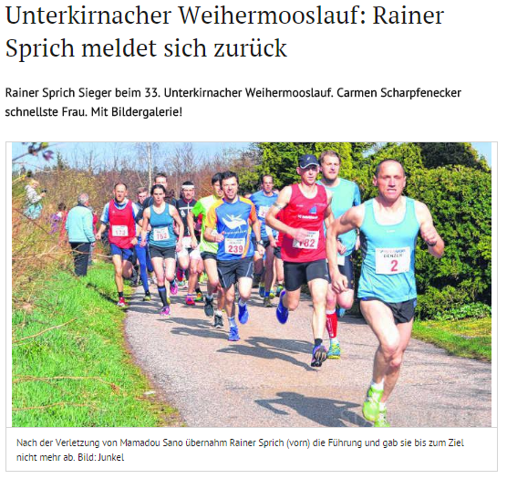 Unterkirnacher Weihermooslauf: Rainer Sprich meldet sich zurück