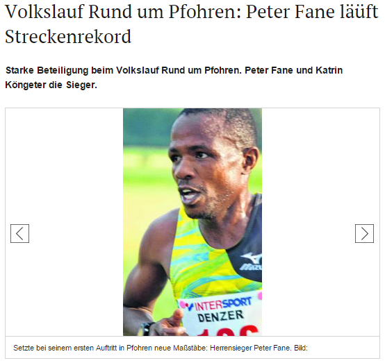 Volkslauf Rund um Pfohren: Peter Fane läuft Streckenrekord